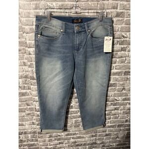 Seven7 Capri Jeans Womens Denim Cropped Embellished Pockets‎ Size 6